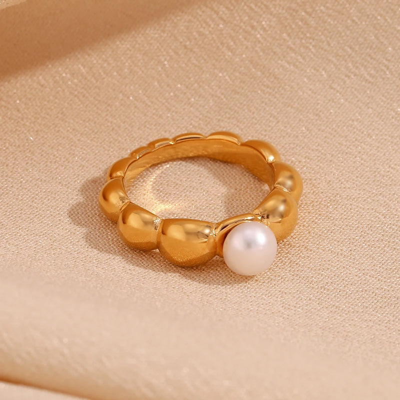lace wave imitation pearl ring, view 7 - MRSLM