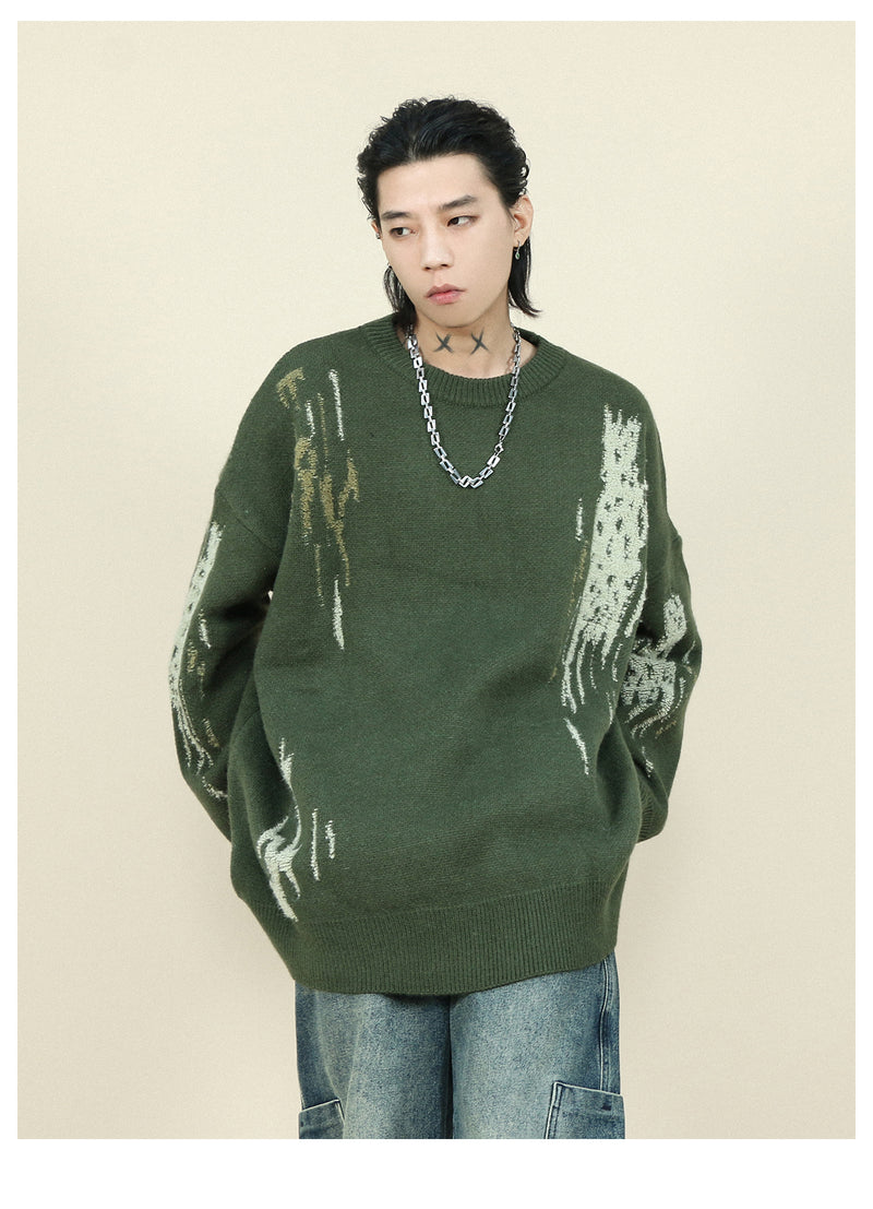 men's loose crew neck pullover sweater, view 4 - MRSLM