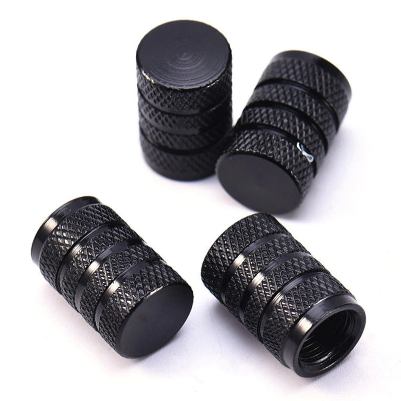 4pcs black aluminum tire valve stem caps, view 4 - MRSLM