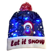 Light-up LED Christmas knit beanie with pom-pom, view 8 - MRSLM
