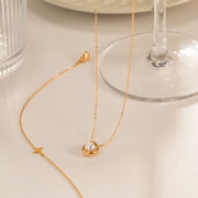 Stainless steel pearl pendant necklace, view 9 - MRSLM