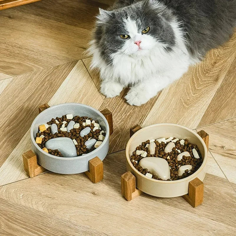 ceramic slow feeding pet bowl, view 9 - MRSLM