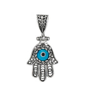 silver snake chain blue pendant necklace, view 2 - MRSLM