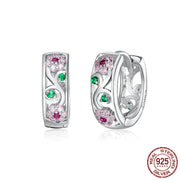 silver flower stud earrings, view 3 - MRSLM