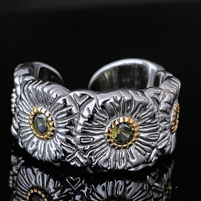 women's small daisy 925 silver ring, view 3 - MRSLM