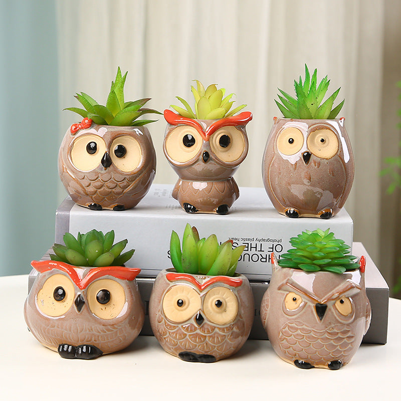 owl ceramic flower pot - MRSLM