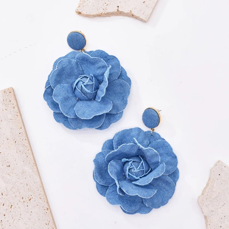 denim drop earrings, view 6 - MRSLM
