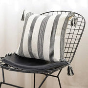 Black and white tassel cushion cover, view 9 - MRSLM
