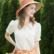 apricot french lace blouse - MRSLM