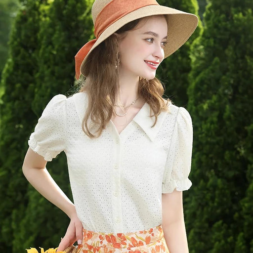 apricot french lace blouse - MRSLM