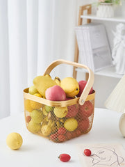 iron fruit basket with bamboo handle, view 7 - MRSLM
