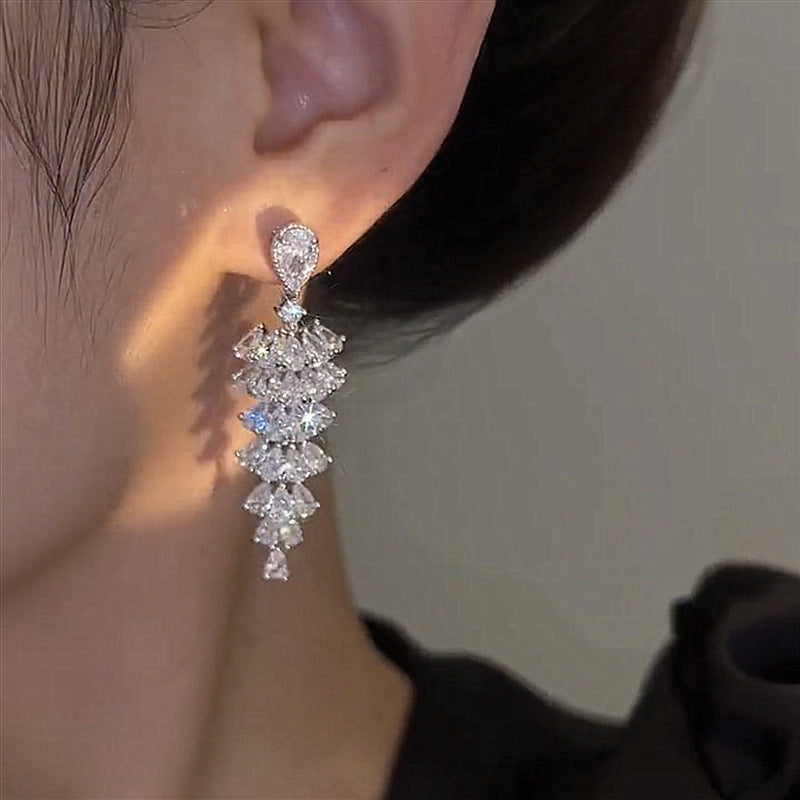 zircon Christmas tree earrings, view 3 - MRSLM