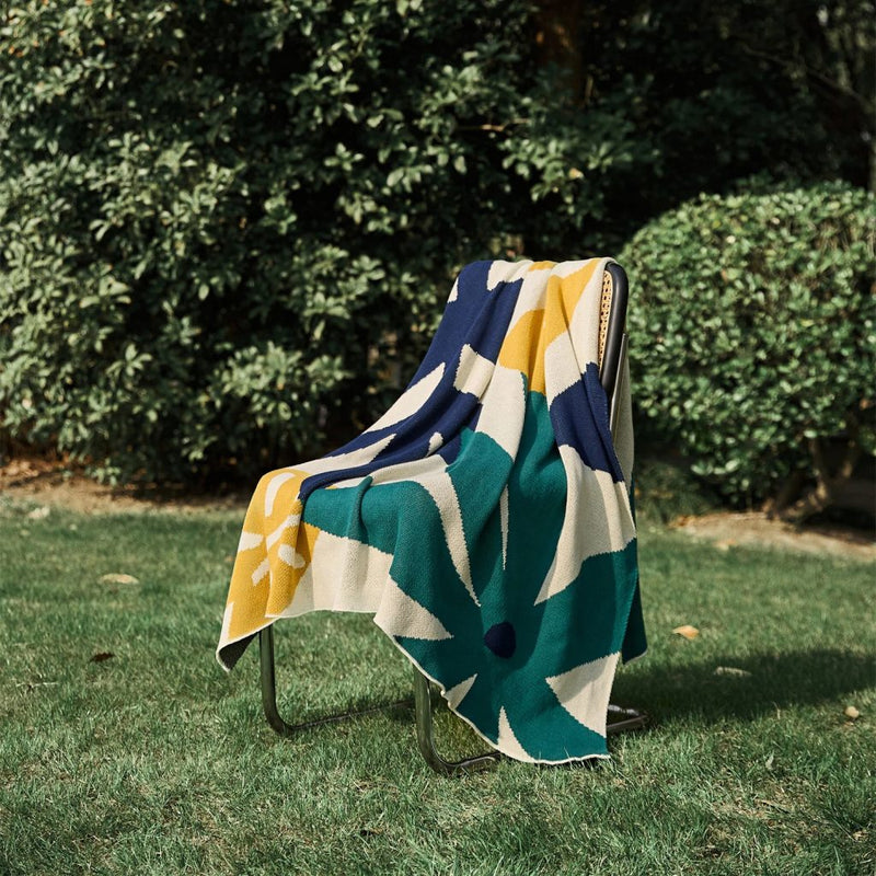 leaf jacquard knitted blanket, view 6 - MRSLM