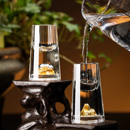 Borosilicate glass double bottom gold foil tea cup - MRSLM