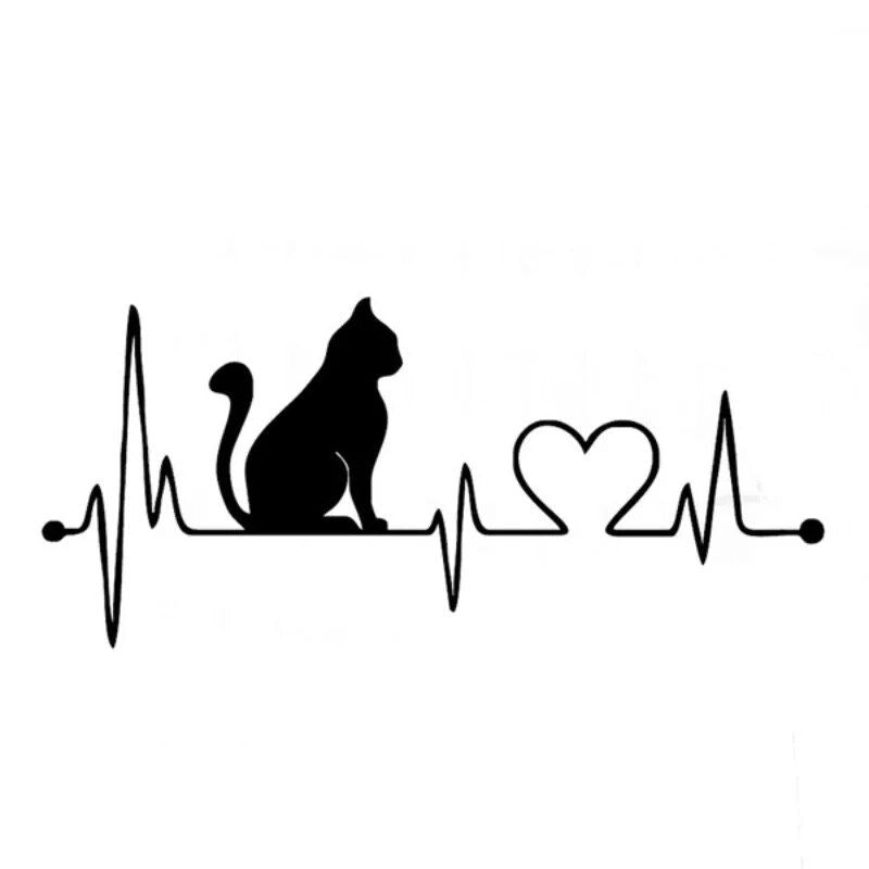 cat electrocardiogram car decal, view 2 - MRSLM
