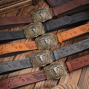 western cowboy pu leather belt with bull decoration, view 6 - MRSLM