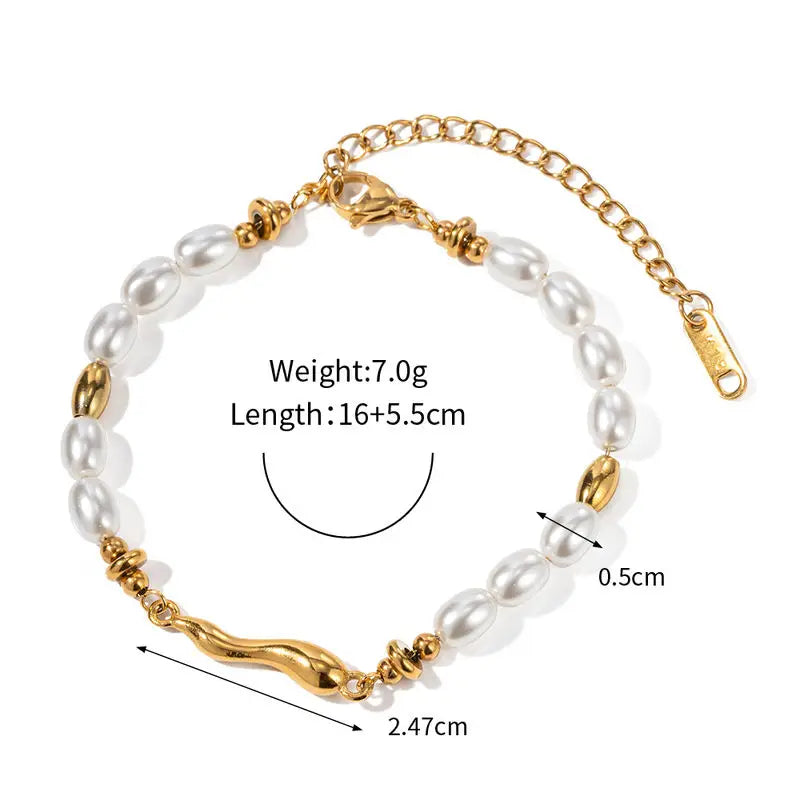 gold plated water drop bracelet, view 2 - MRSLM