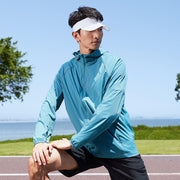 breathable uv protection hooded running jacket, view 7 - MRSLM