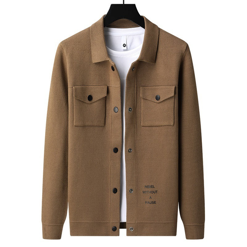men's chenille cardigan sweater coat, view 3 - MRSLM