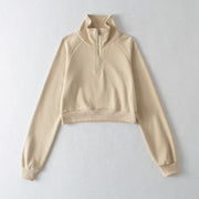 raglan sleeve stand collar half zip sweater, view 5 - MRSLM