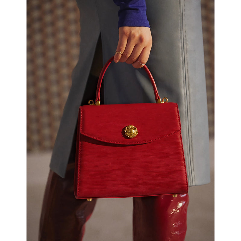retro split leather shoulder handbag, view 6 - MRSLM