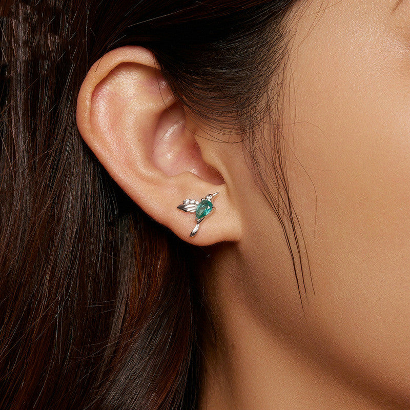 women's silver gem-set earrings - MRSLM