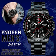 men's black stainless steel luminous quartz watch, view 4 - MRSLM