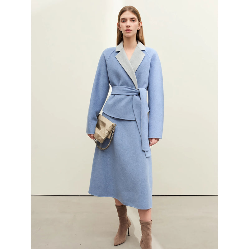 women's wool blend lapel coat, view 2 - MRSLM