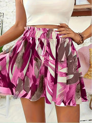 Printed elastic-waist summer shorts for women, view 10 - MRSLM