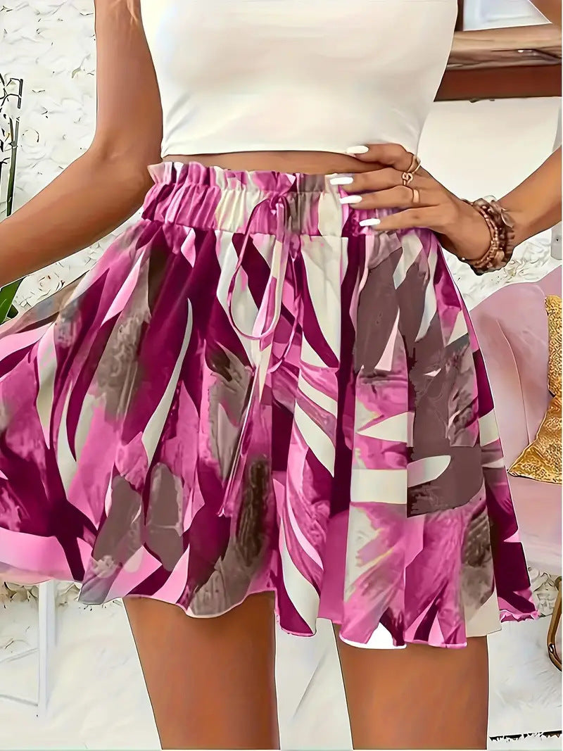 Printed elastic-waist summer shorts for women, view 10 - MRSLM