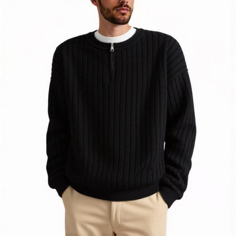 Men's half-zip textured knit sweater, view 4 - MRSLM