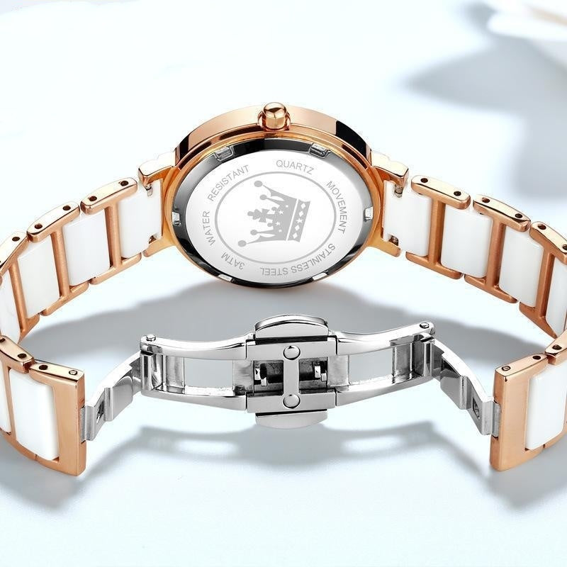 women's rose gold quartz watch, view 5 - MRSLM
