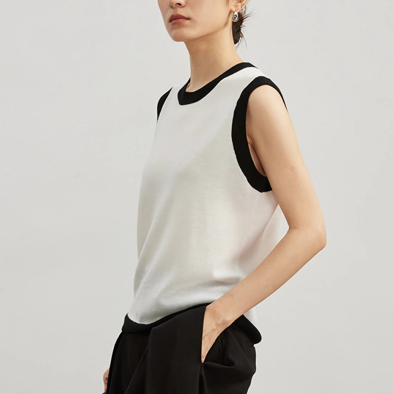 merino wool o-neck pullover vest, view 3 - MRSLM