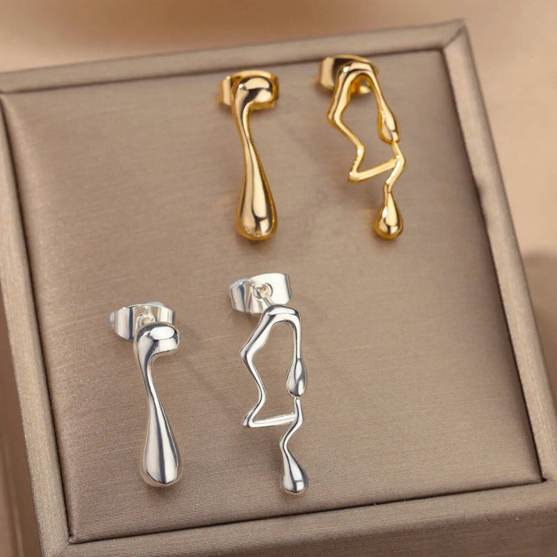 liquid stud earrings, view 6 - MRSLM