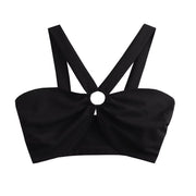 women's black sling cropped top, view 3 - MRSLM