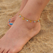 Stainless steel natural stone tassel anklet, view 7 - MRSLM