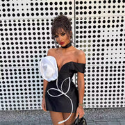 slim-fit flower tube top dress, view 2 - MRSLM