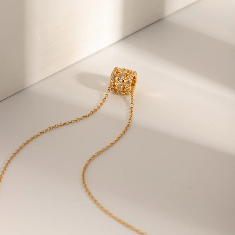 18k gold plated zircon pendant necklace, view 4 - MRSLM