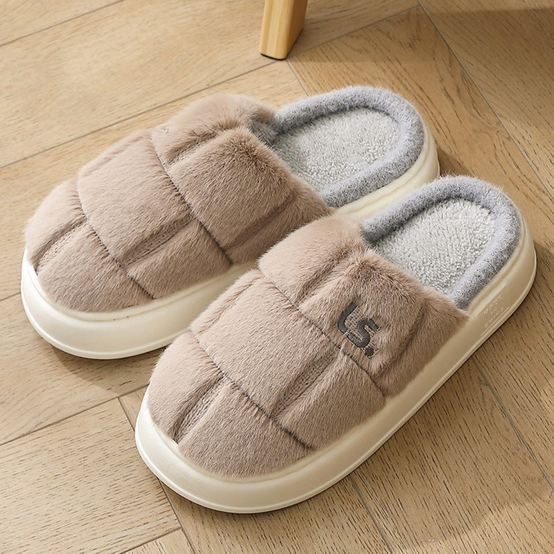 plaid plush cotton slippers, view 10 - MRSLM