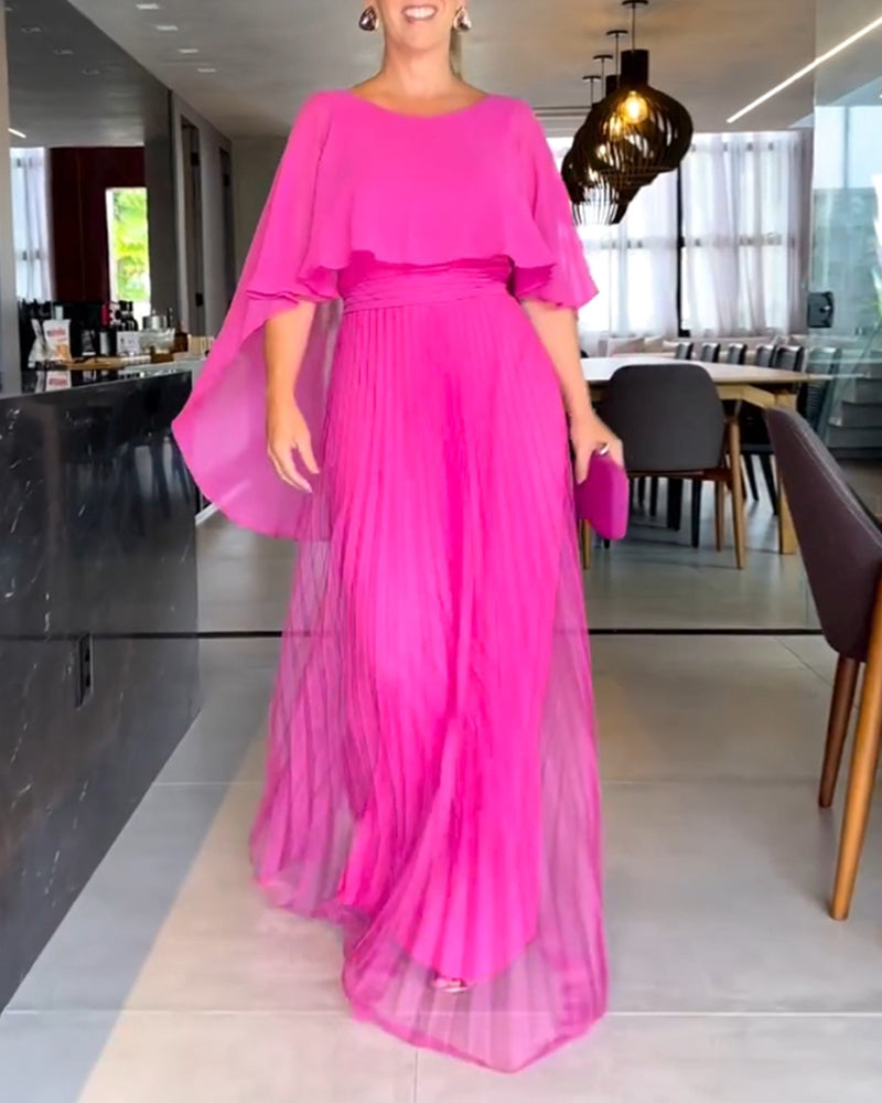 Cape sleeve maxi dress side view - MRSLM