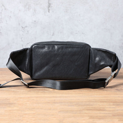 Men's small cowhide crossbody fanny pack, view 2 - MRSLM