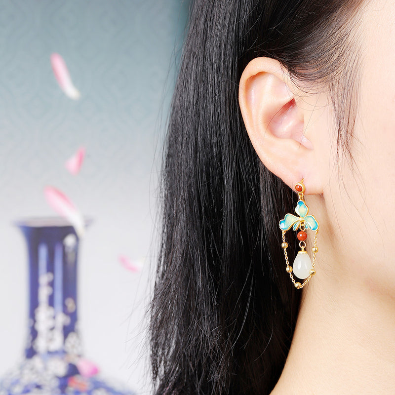gold-plated magnolia blossom earrings - MRSLM