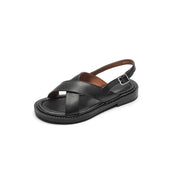 low heel leather gladiator sandals, view 2 - MRSLM
