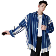 Irregular color contrast stripe coat, view 3 - MRSLM