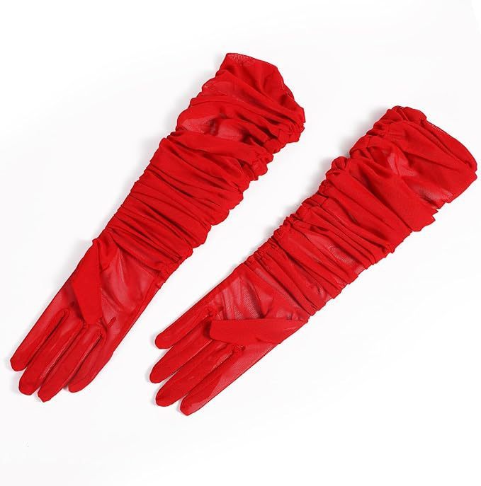 Women's long opera mesh gloves, view 3 - MRSLM