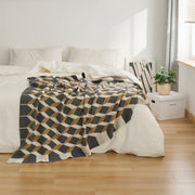 3d cube cotton knitted plaid blanket, view 3 - MRSLM