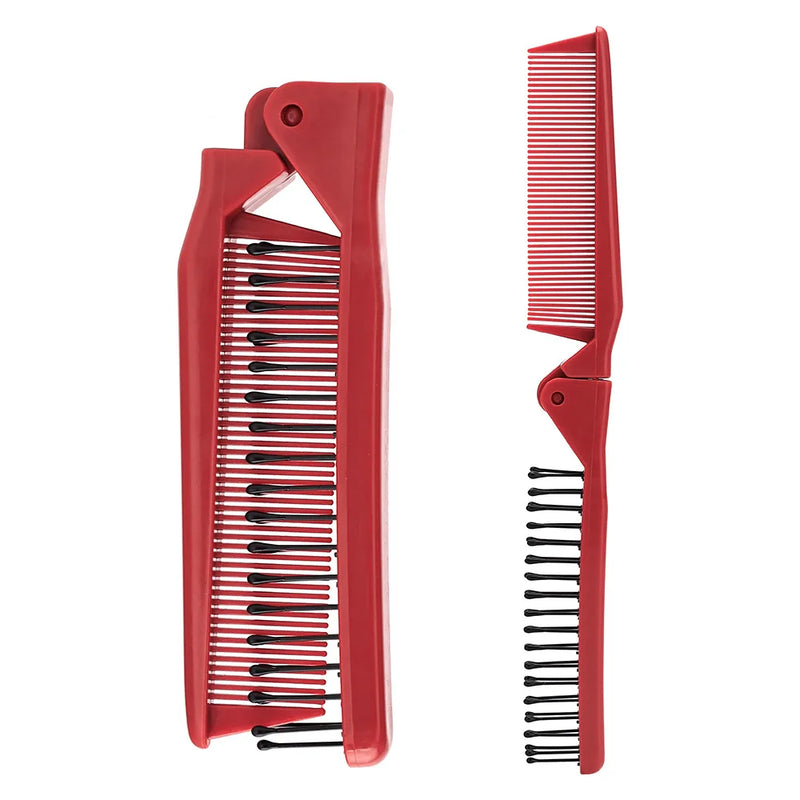 mini red folding pocket comb, view 6 - MRSLM