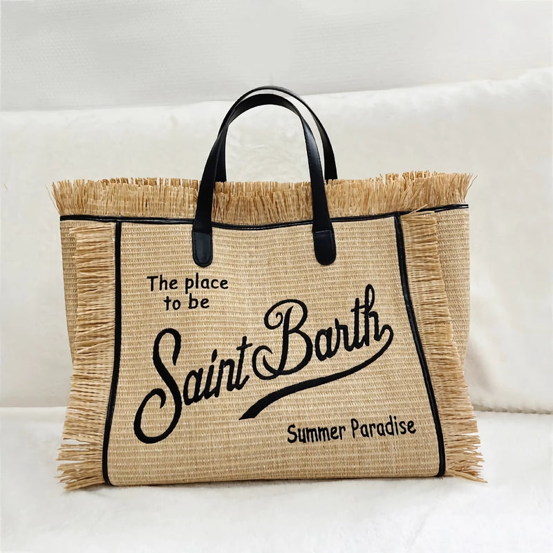 embroidered straw tote - MRSLM