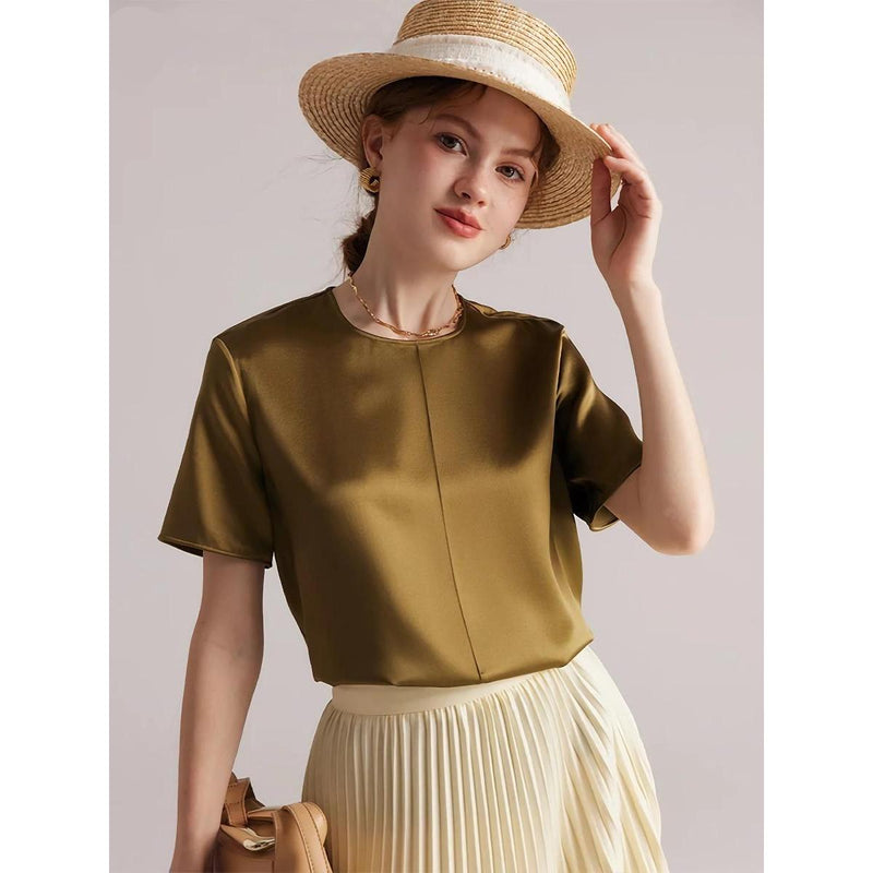 silk o-neck summer tee, view 4 - MRSLM