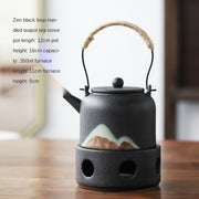 japanese style ceramic tea pot and warmer set, view 4 - MRSLM
